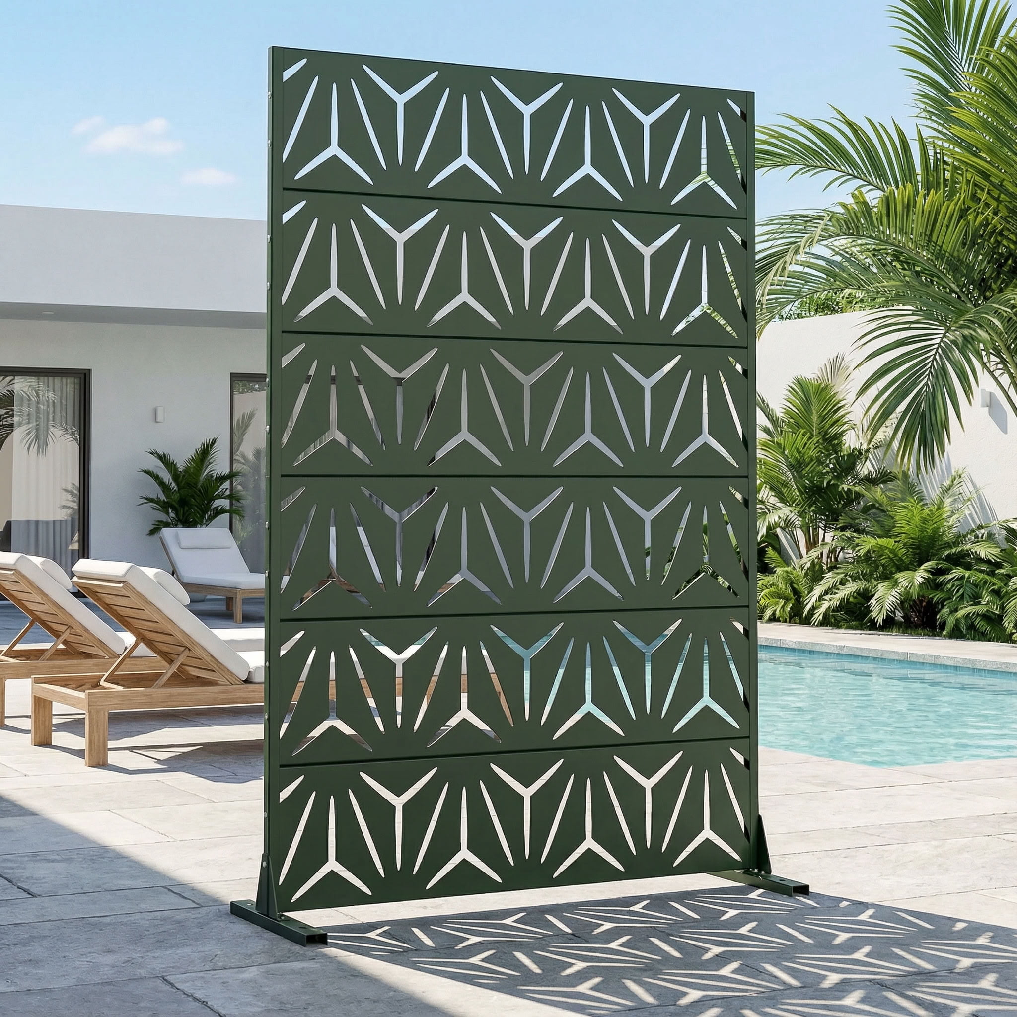 MAYEERTY 6 Panels Metal Outdoor Privacy Screen Garden Divider Patio Backyard Decorative Privacy Fence Panel, 72×47.2×15.7in