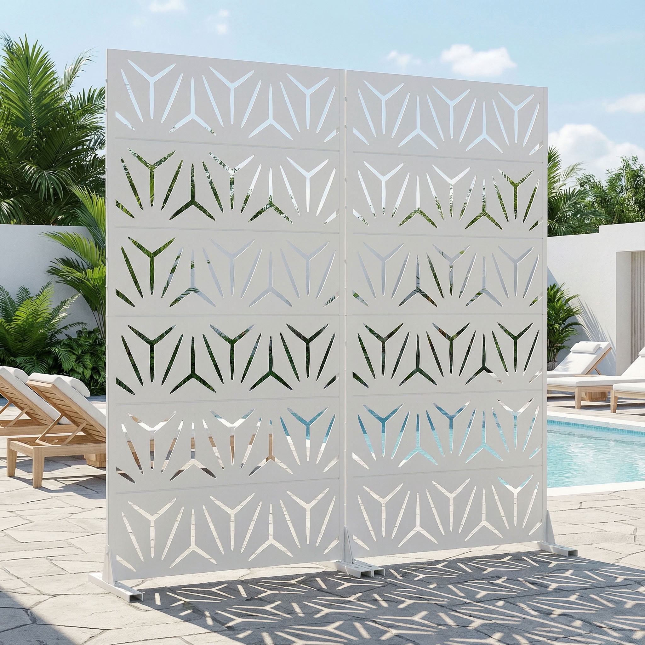 MAYEERTY 6 Panels Metal Outdoor Privacy Screen Panel Garden Divider Patio Backyard Decorative Privacy Fence 2Pcs, 72×35.4×15.7in
