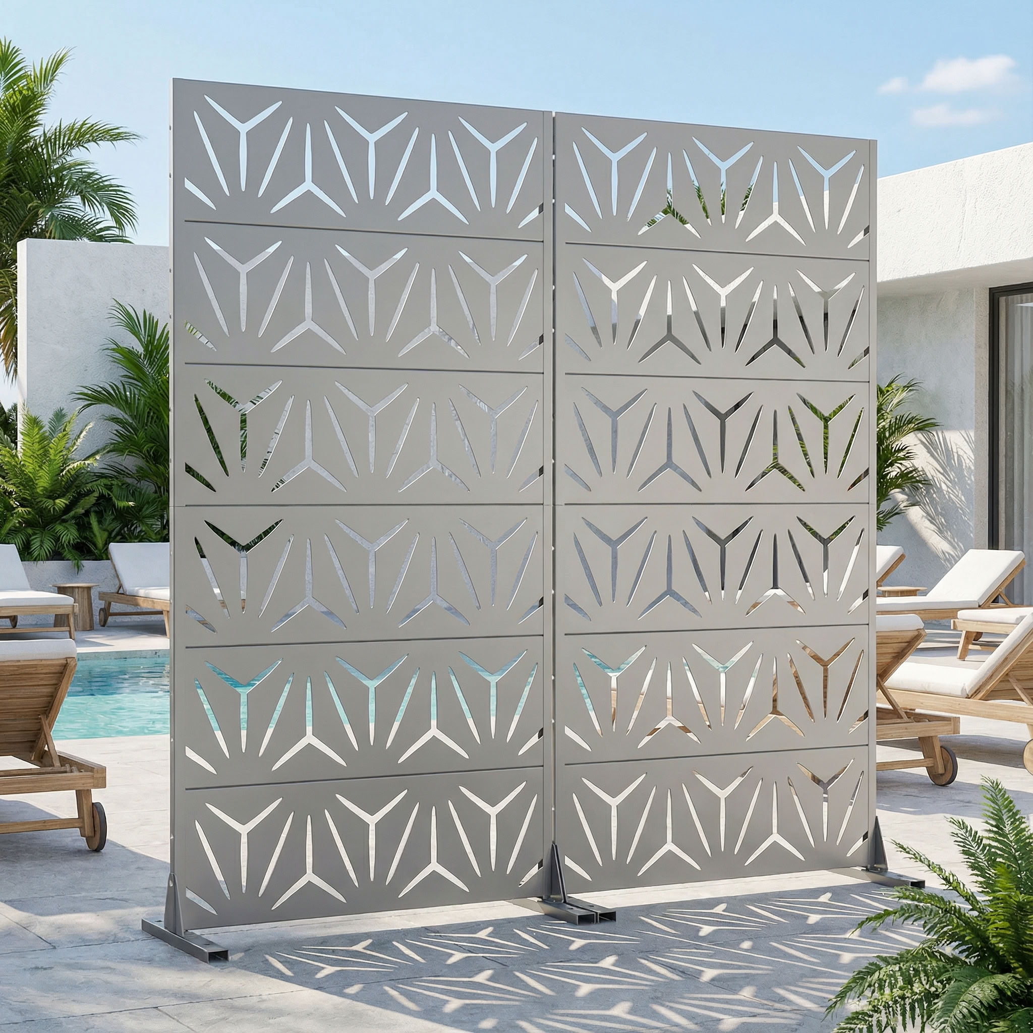 MAYEERTY 6 Panels Metal Outdoor Privacy Screen Panel Garden Divider Patio Backyard Decorative Privacy Fence 2Pcs, 72×35.4×15.7in