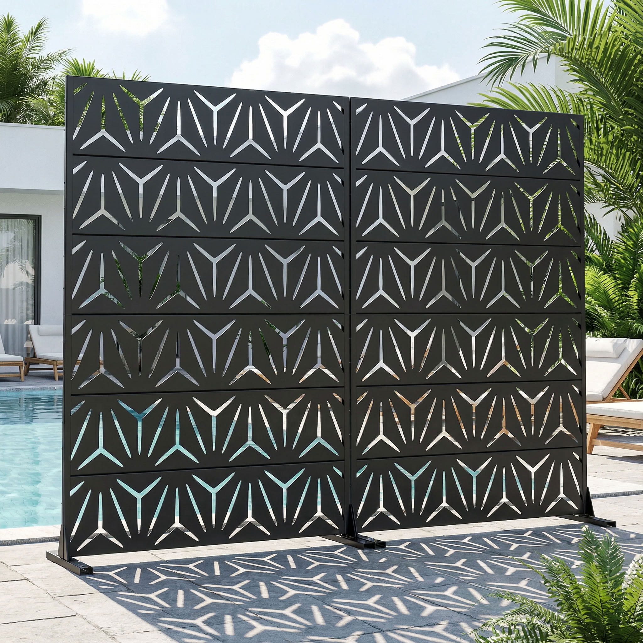 MAYEERTY 6 Panels Metal Outdoor Privacy Screen Panel Garden Divider Patio Backyard Decorative Privacy Fence 2Pcs, 72×47.2×15.7in