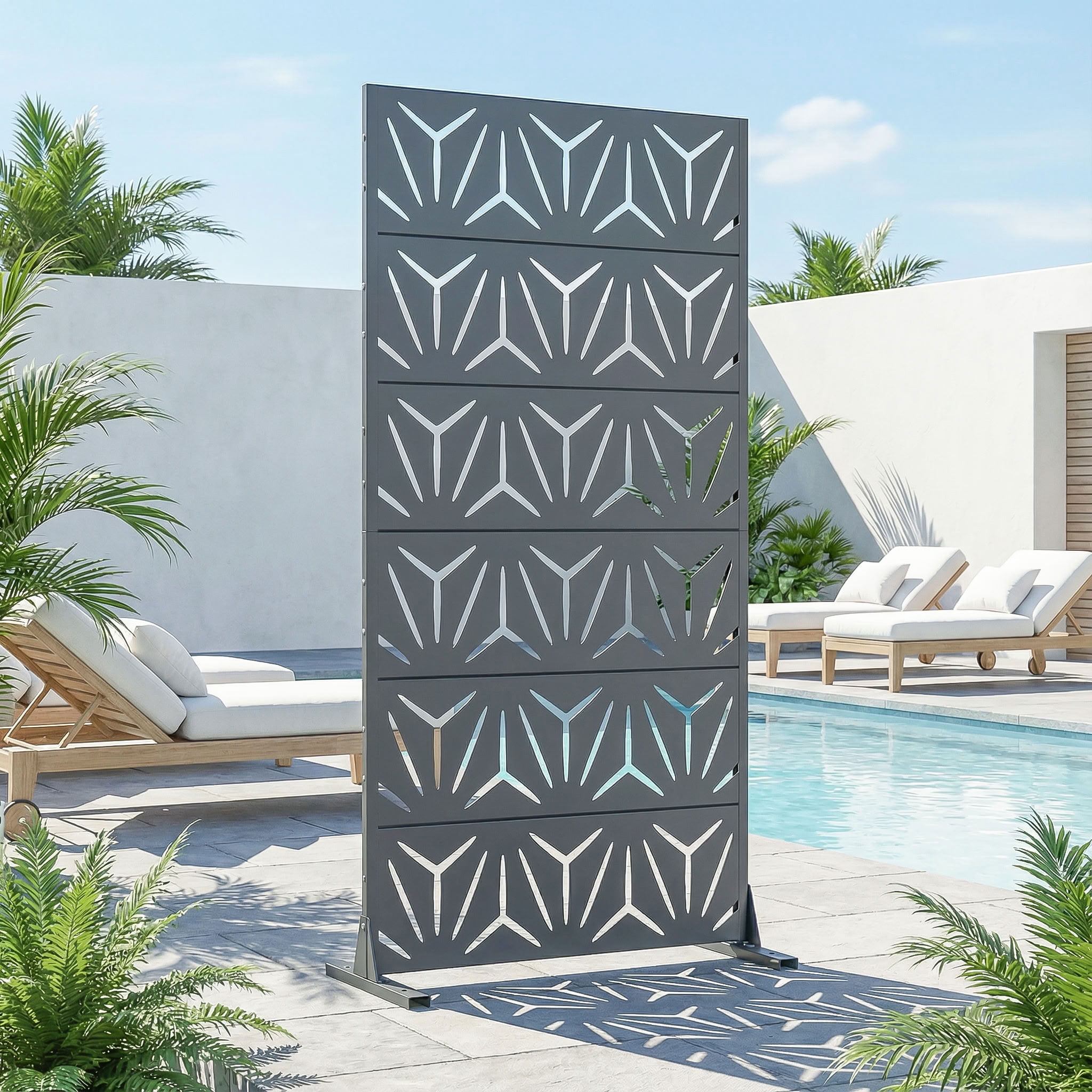 MAYEERTY 6 Panels Metal Outdoor Privacy Screen Panel Garden Divider Patio Backyard Decorative Privacy Fence, 72×35.4×15.7in