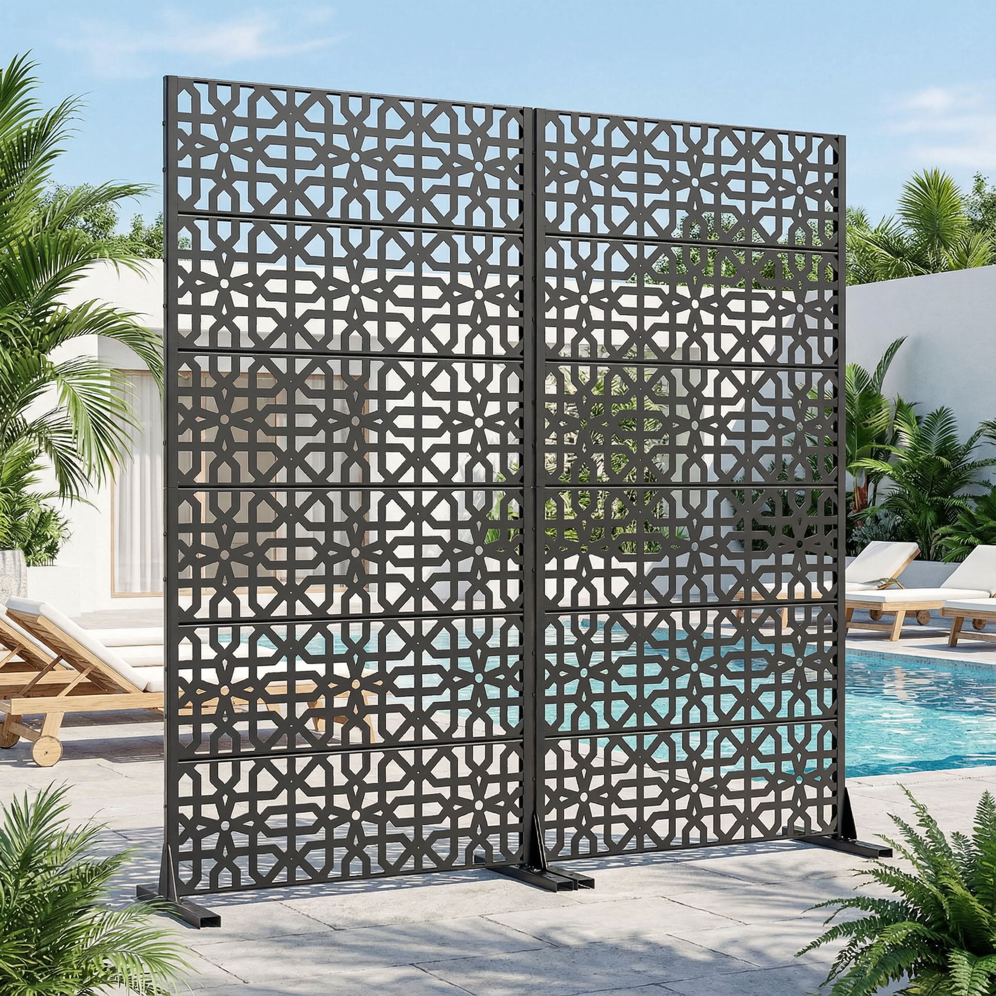 MAYEERTY 6 Panels Outdoor Privacy Screen, Metal Decorative Privacy Fence, 2 pcs Privacy Panel for Patio, Balcony, Backyard, Garden