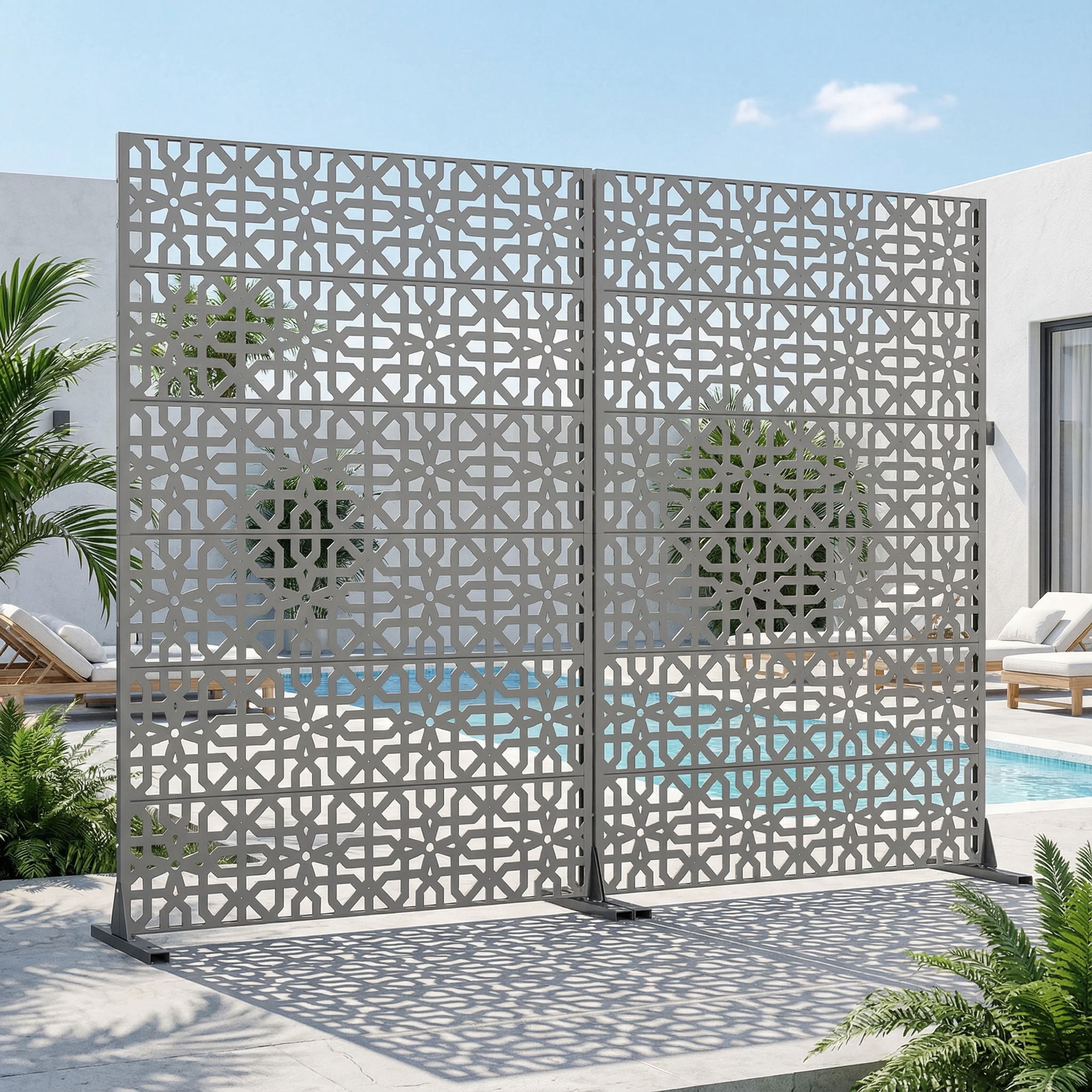 MAYEERTY 6 Panels Outdoor Privacy Screen, Metal Decorative Privacy Fence, 2 pcs Privacy Panel for Patio, Balcony, Backyard, Garden