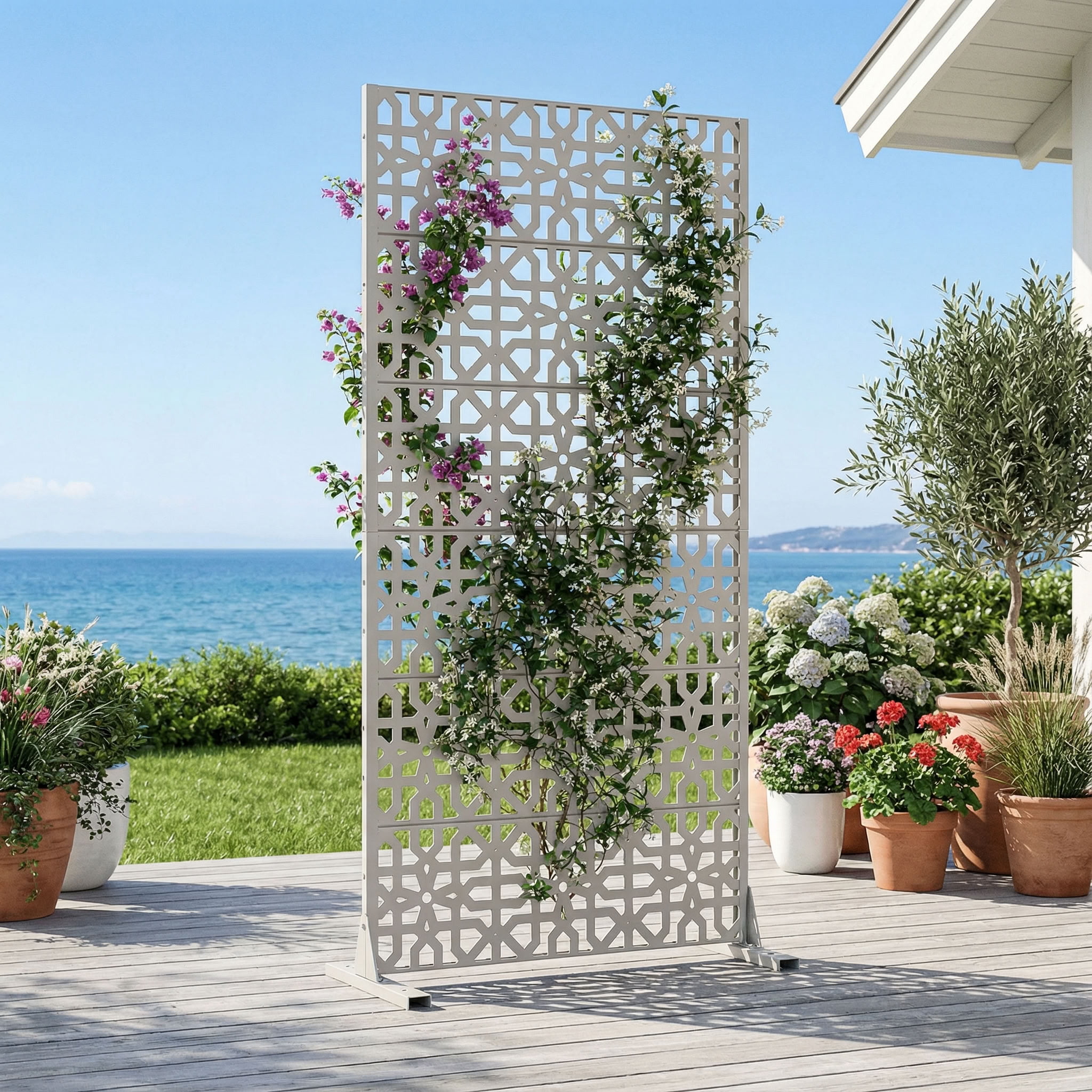 MAYEERTY 6 Panels Outdoor Privacy Screen, Metal Decorative Privacy Fence, Privacy Panel for Patio, Balcony, Backyard, Garden