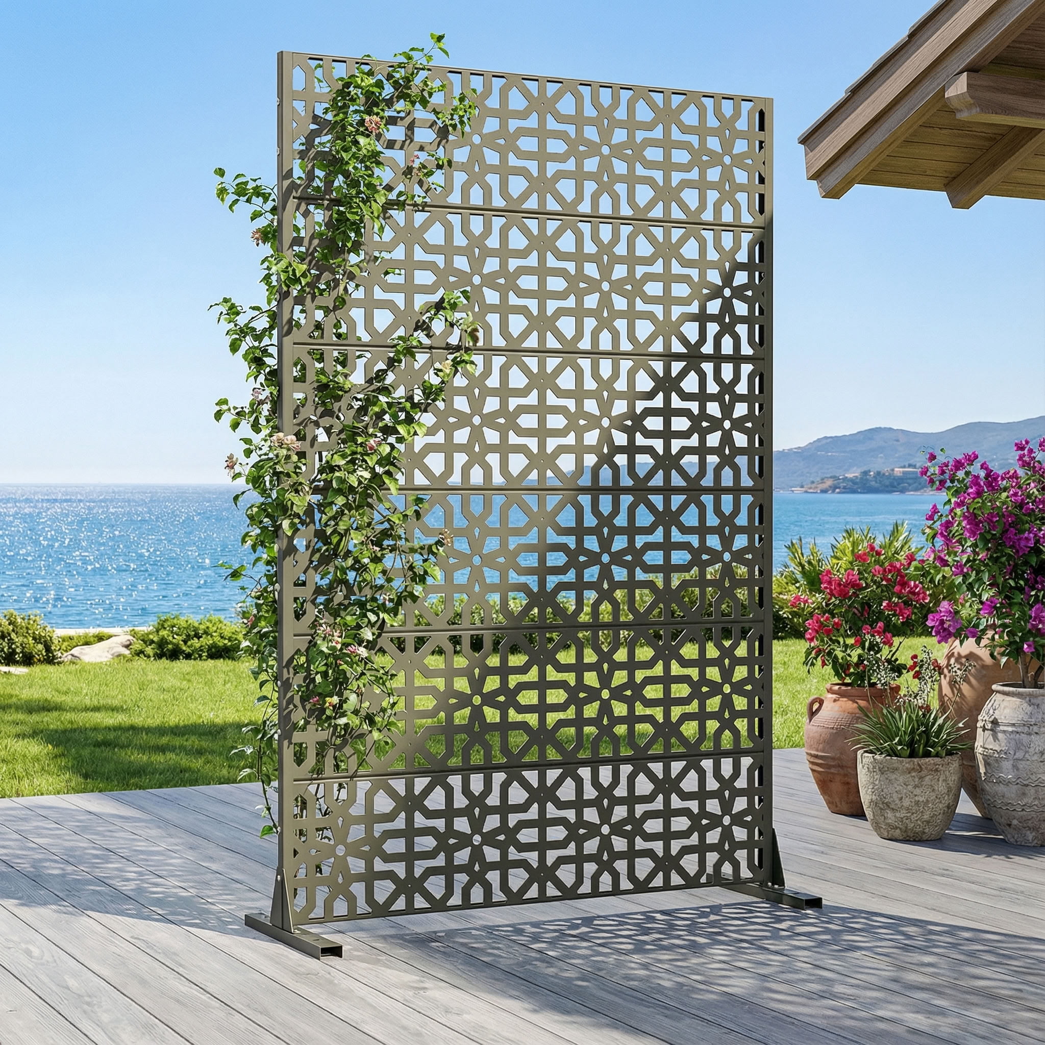 MAYEERTY 6 Panels Outdoor Privacy Screen, Metal Decorative Privacy Fence, Privacy Panel for Patio, Balcony, Backyard, Garden