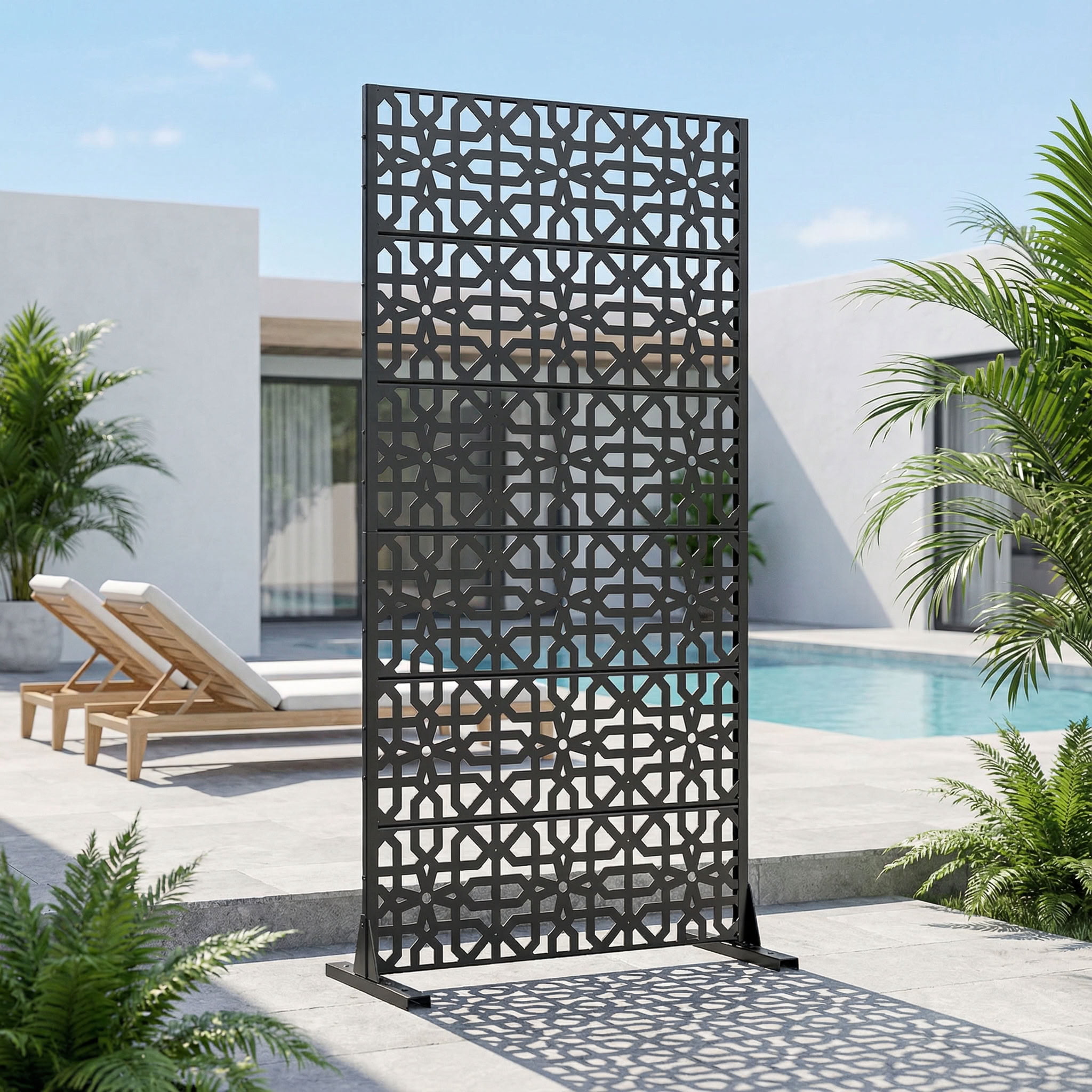 MAYEERTY 6 Panels Outdoor Privacy Screen, Metal Decorative Privacy Fence, Privacy Panel for Patio, Balcony, Backyard, Garden