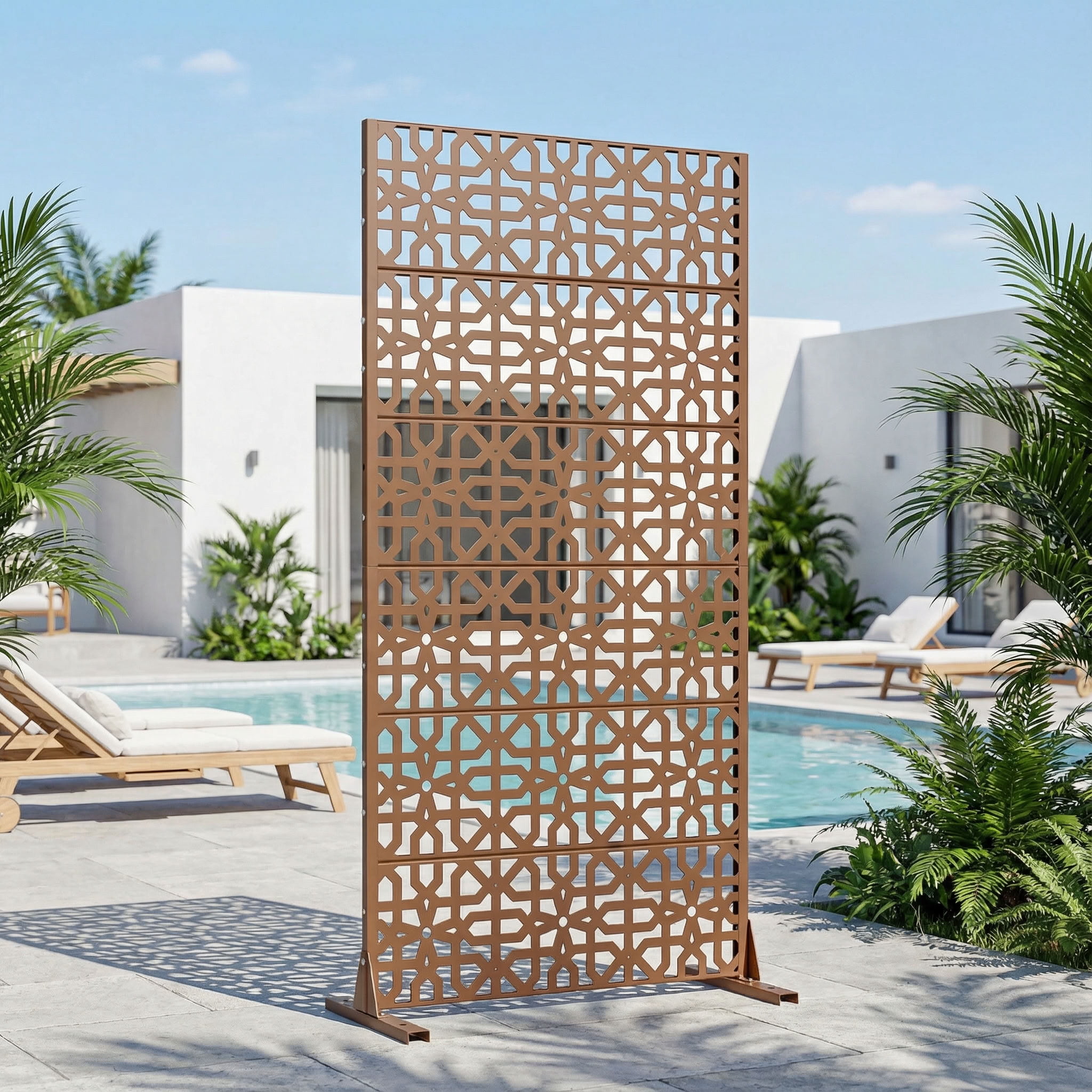 MAYEERTY 6 Panels Outdoor Privacy Screen, Metal Decorative Privacy Fence, Privacy Panel for Patio, Balcony, Backyard, Garden