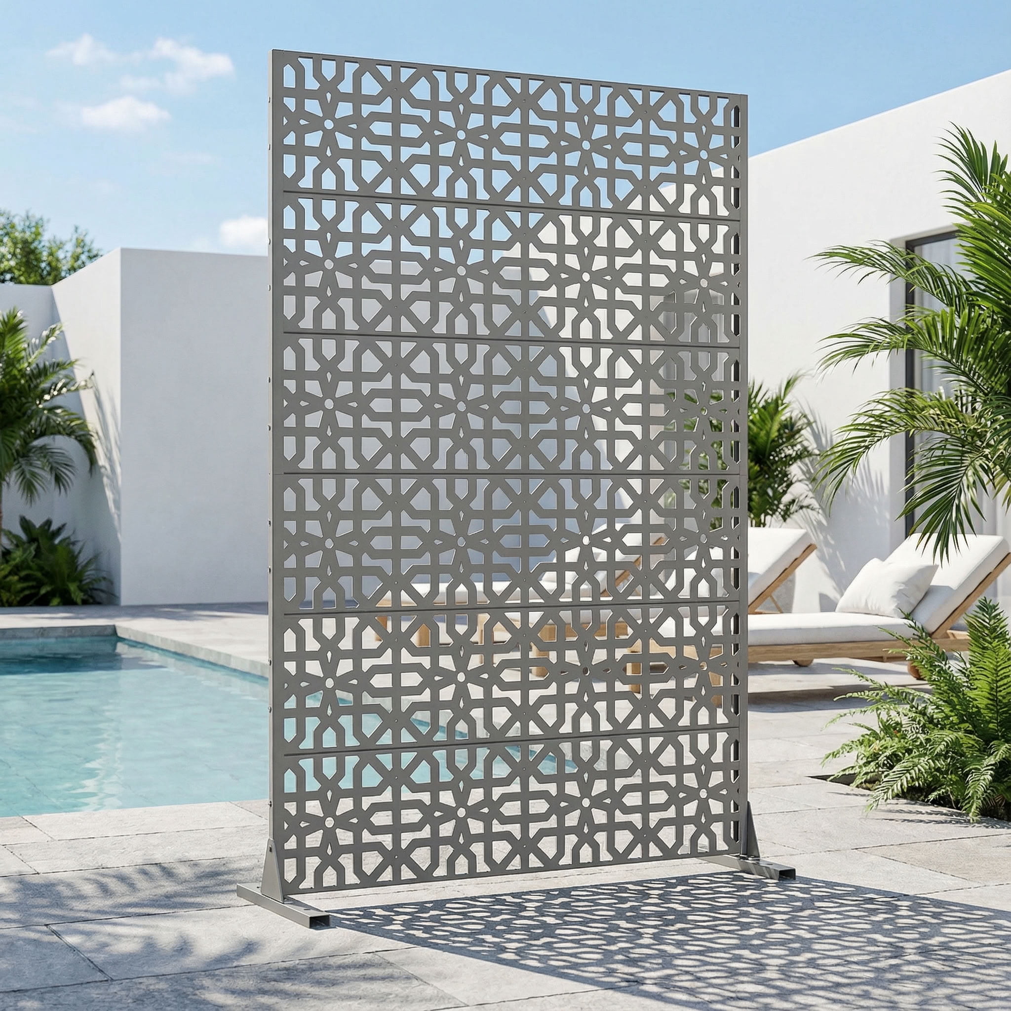 MAYEERTY 6 Panels Outdoor Privacy Screen, Metal Decorative Privacy Fence, Privacy Panel for Patio, Balcony, Backyard, Garden