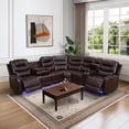 thumbnail image 1 of MAYEERTY 6-Seater Recliner Sectional Sofa Set, Leather Reclining Couch with LED Lights, USB & Storage for Living Room, Home Theater, 1 of 11