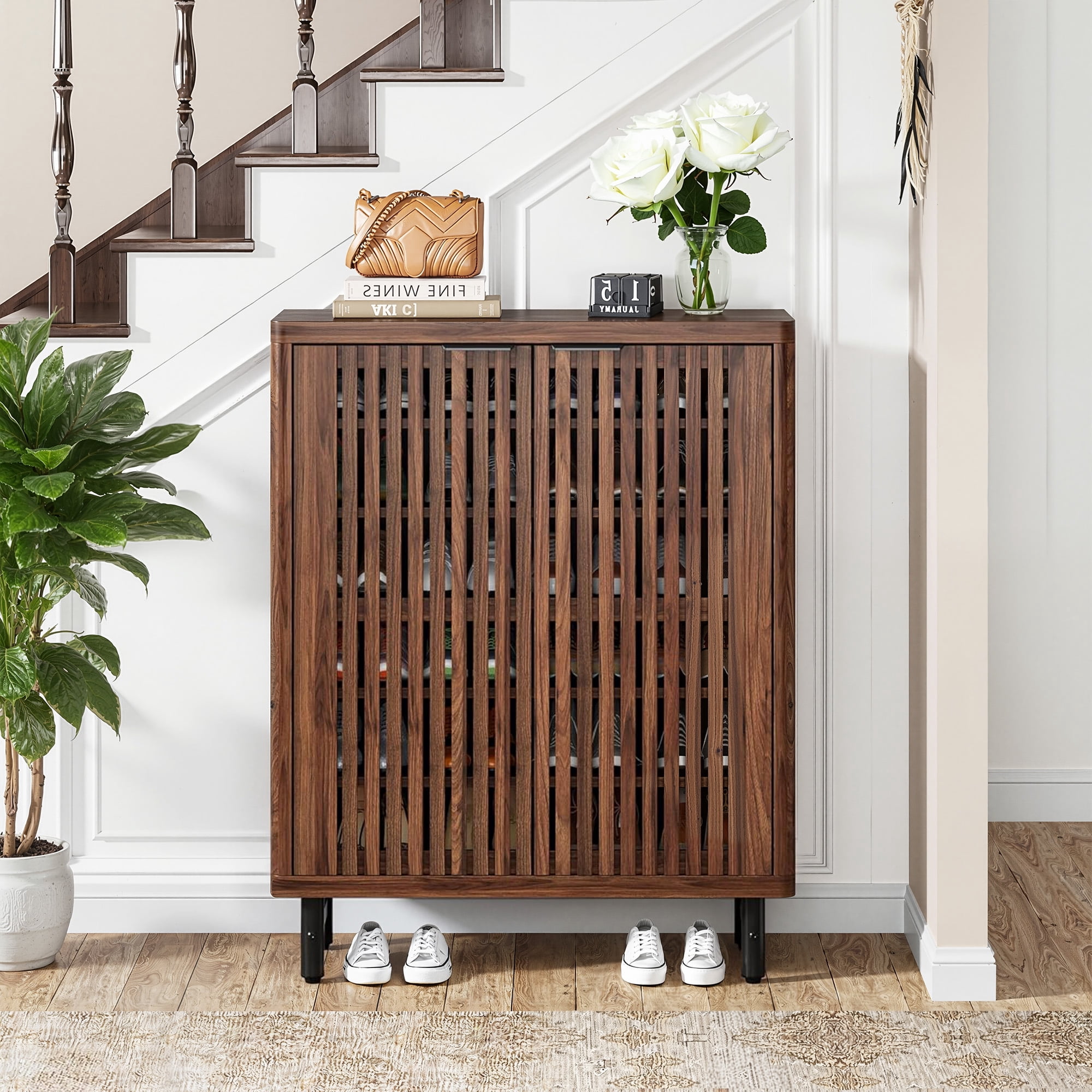 MAYEERTY High-Quality MDF Shoe Cabinet with Sturdy Metal Legs Eco-Friendly & Easy to Clean