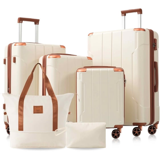MAYEERTY 6-in-1 ABS Hard Shell Expandable Luggage Set with TSA Lock ...