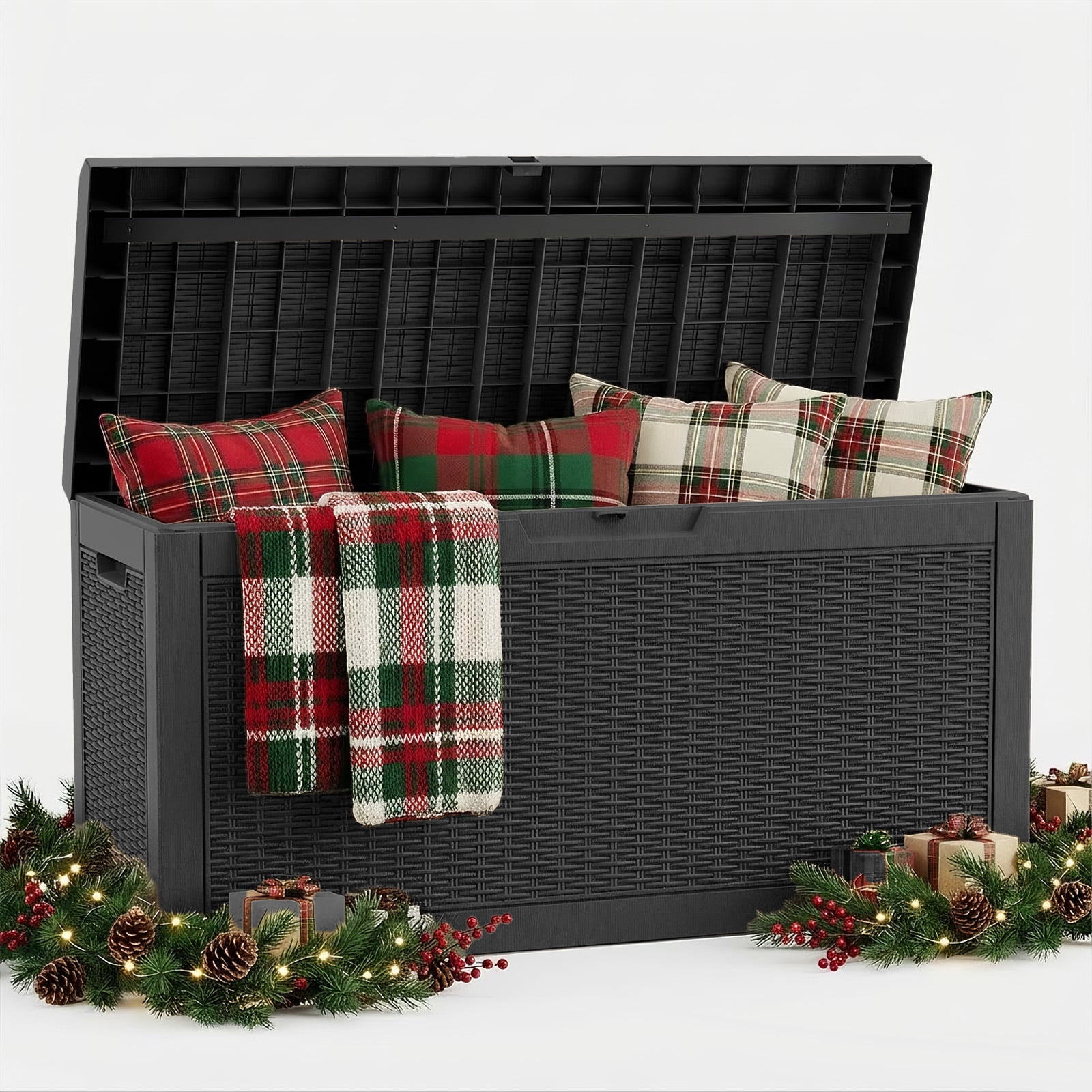 MAYEERTY 60 Gallon Outdoor Deck Box, Lockable Storage Box for Patio Furniture, Easy to Clean & Assemble, Black