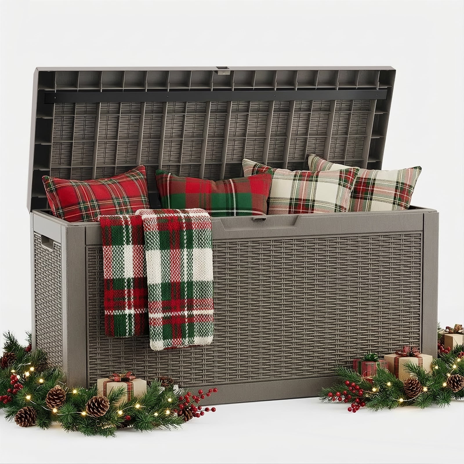 MAYEERTY 60 Gallon Outdoor Deck Box, Lockable Storage Box for Patio Furniture, Easy to Clean & Assemble, Brown