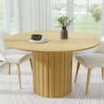 thumbnail image 1 of MAYEERTY 60" Round Wood Dining Table for 4-6 People, Modern Kitchen Table with Heavy Duty Wood Base, Walnut, 1 of 7