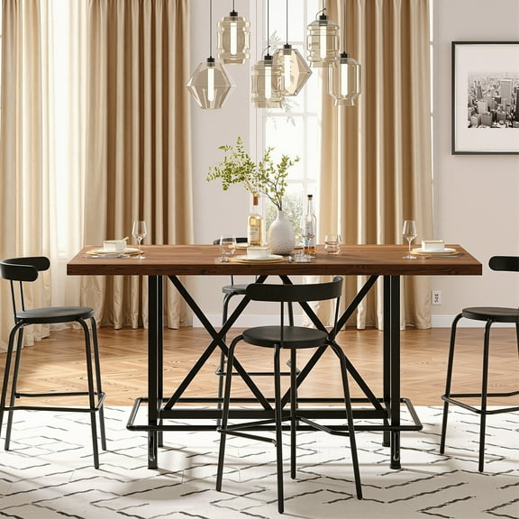 MAYEERTY 62.99" Bar Table, Farmhouse Pub Bar Counter Height Table(without Footrest)