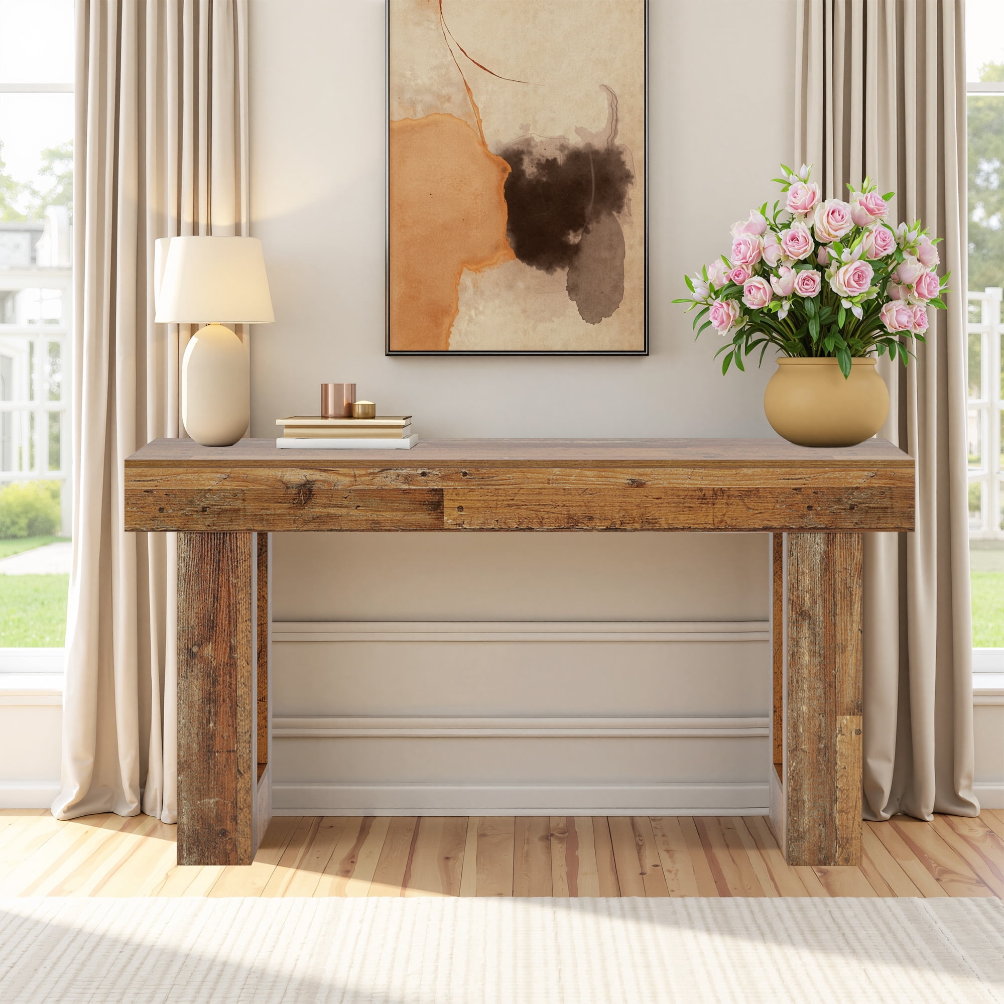 MAYEERTY Console Table with Lower Storage Shelf for Decor & Vasesle