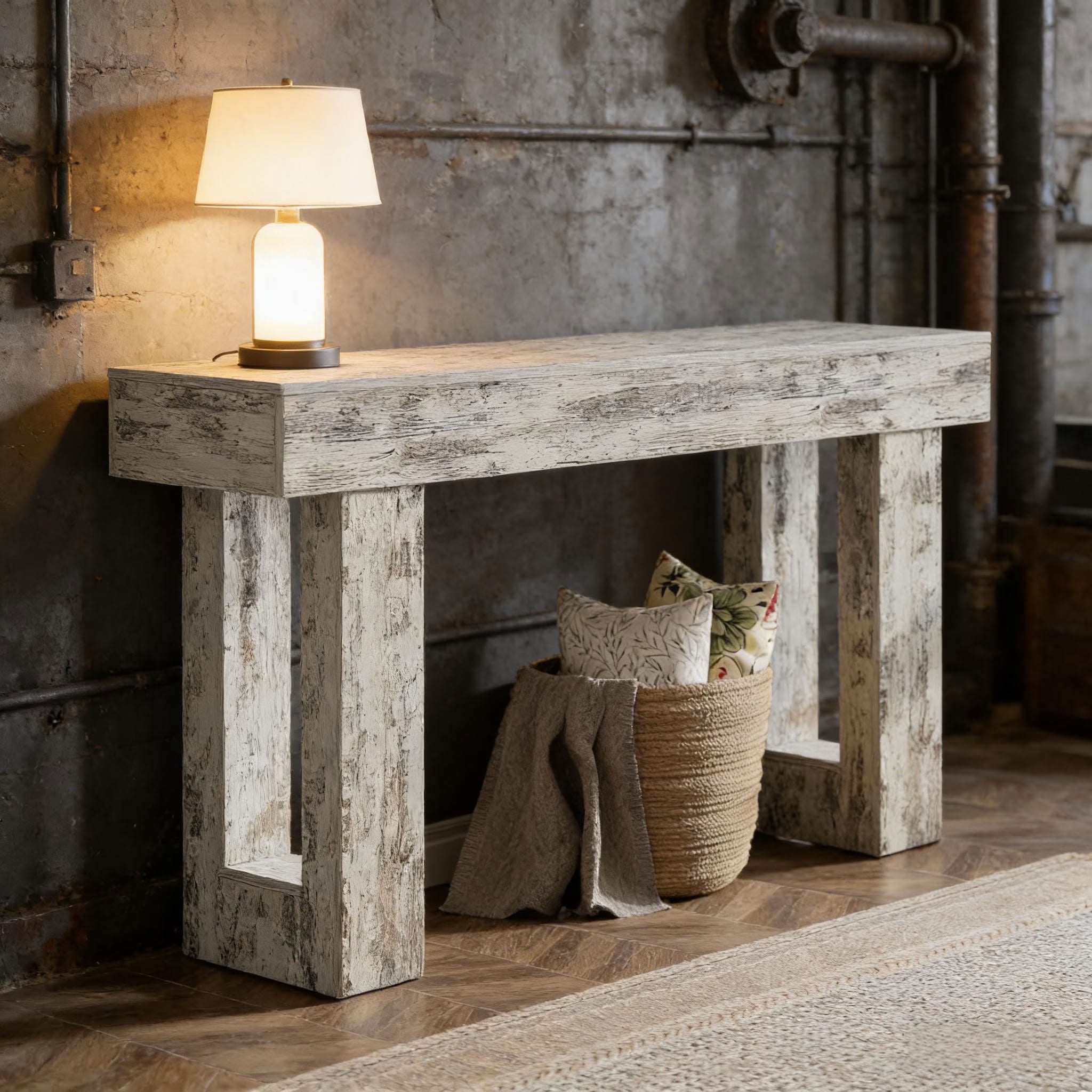 MAYEERTY 63-Inch Rustic Console Table, Farmhouse Wooden Entryway Table with Thick Legs for Hallway and Living Room