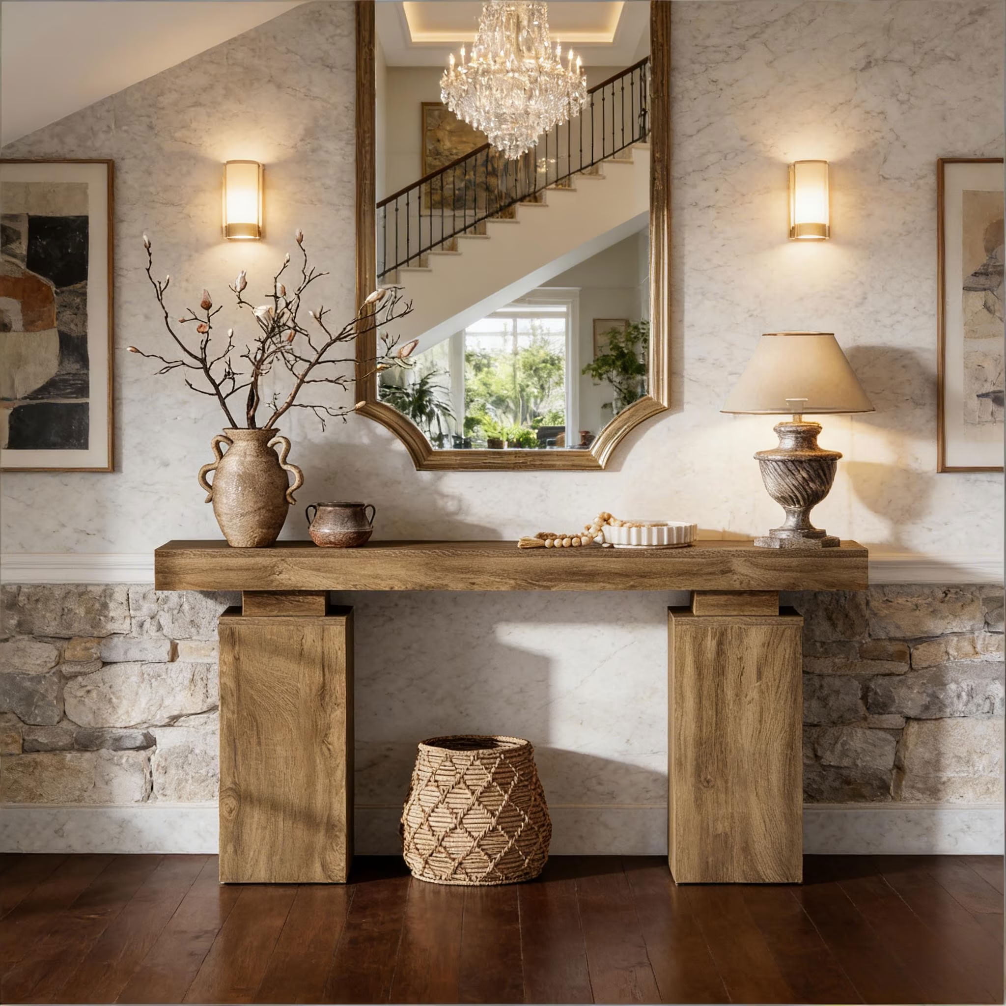 MAYEERTY 63" Rustic Console Table, Farmhouse Wooden Entryway Sofa Table, Narrow Stand for Living Room, Hallway, Foyer