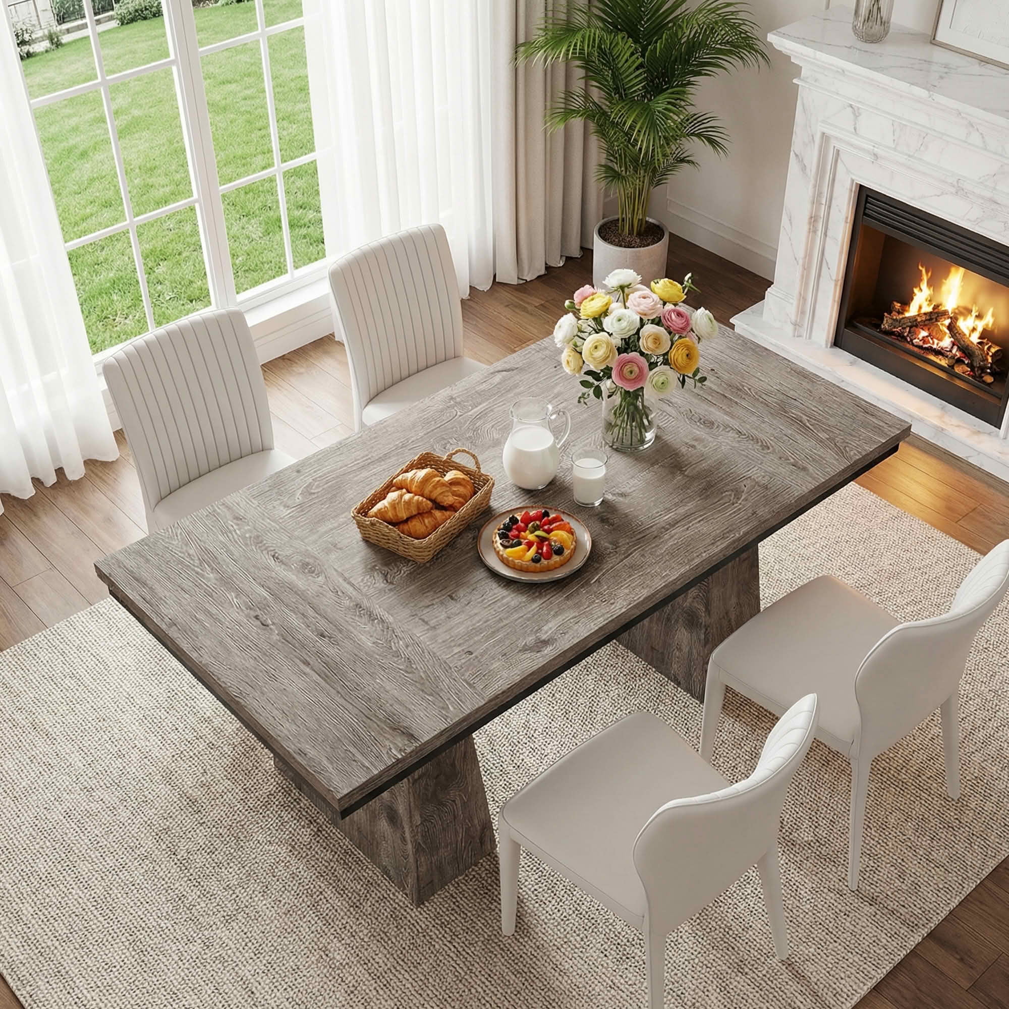 MAYEERTY 63" Rustic Dining Table, Heavy-Duty Multipurpose Table for Home & Office, Easy Assembly