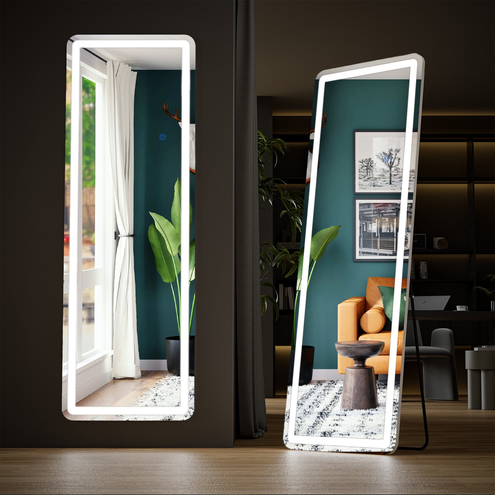 MAYEERTY 64"x21" LED Full Length Mirror Wall Mounted LED Mirror, Sliver