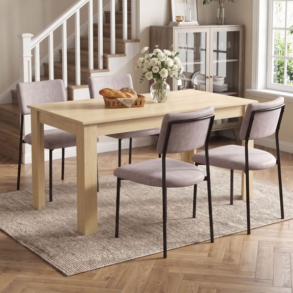 Dovelina 63in Rectangular Dining Table, Engineered Wood Kitchen Table with Seats 6 for Dining Room, Living Room, Home Office, Easy to Assemble