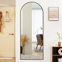 MAYEERTY 64" Arched Full Length Mirror Aluminum Alloy Frame Floor Mirror for Standing Leaning or Hanging,Black
