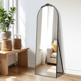 thumbnail image 1 of MAYEERTY 64x21 Aluminum Alloy Thin-Edge Right-Angle Arched Black Full-Length Mirror with Stand, 1 of 6