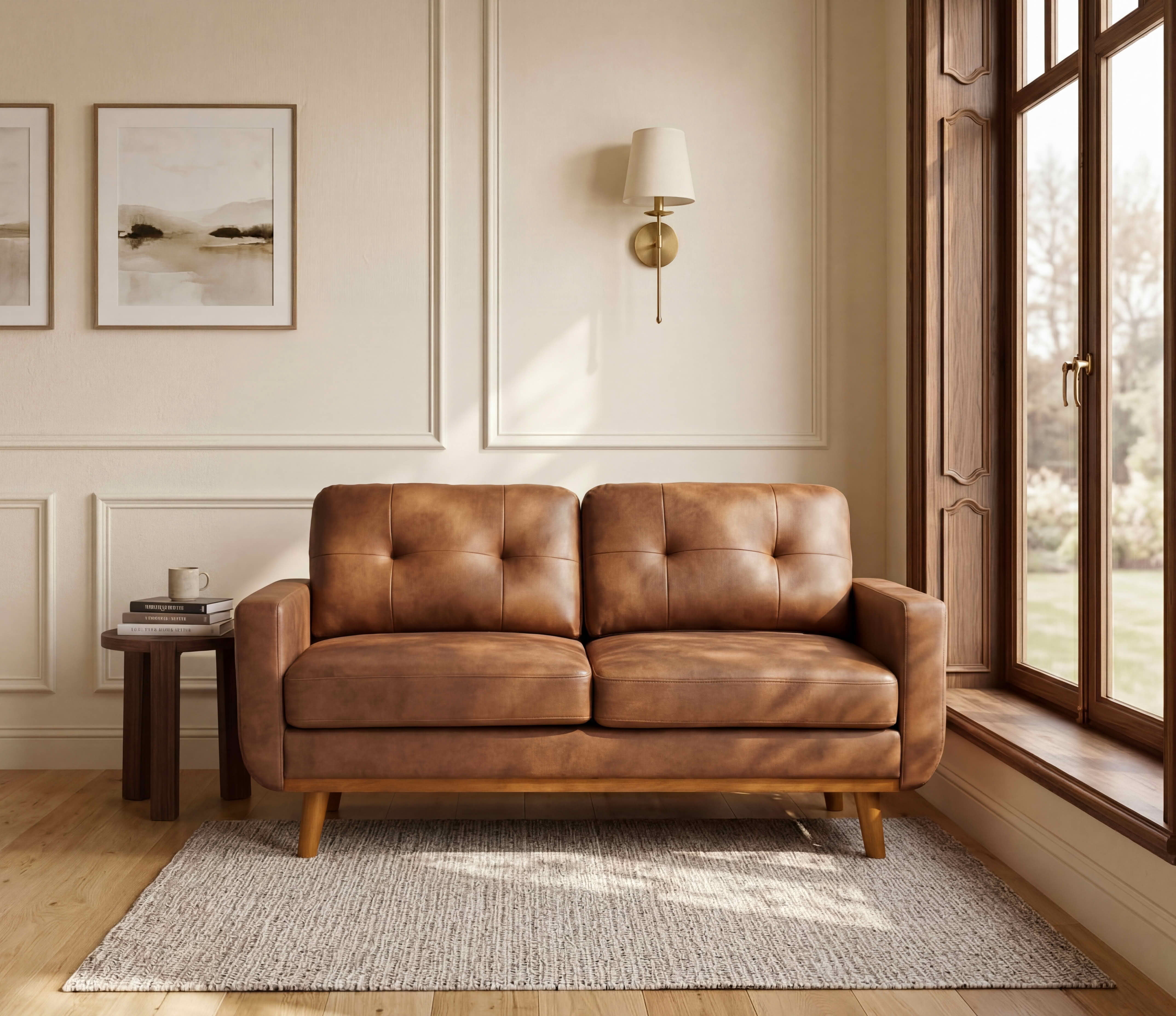 MAYEERTY 65" Modern Minimalist Two‑Seater Loveseat Sofa, Breathable Foil Fabric Upholstered Couch with Solid Wood Legs, Diamond Quilted Backrest for Living Room