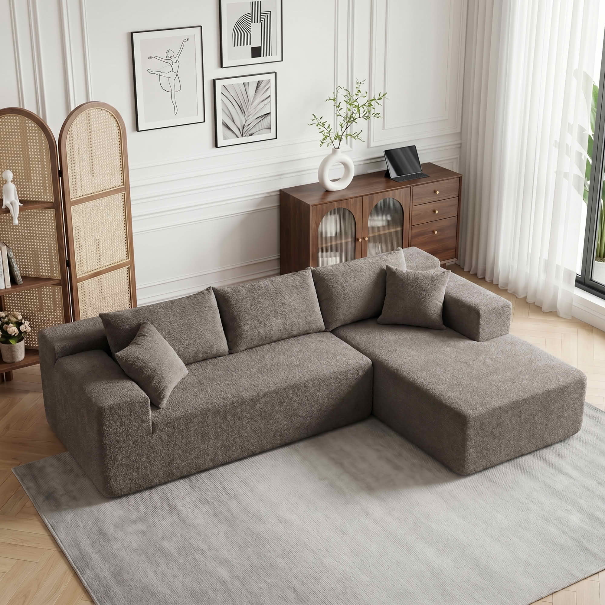 MAYEERTY 104" Cloud Sectional Couch with L-Shape Chaise, Modern Modular Sofa with Deep Seat, Upholstered Couches with Back Cushion for Living Room Bedroom, No Assembly Required