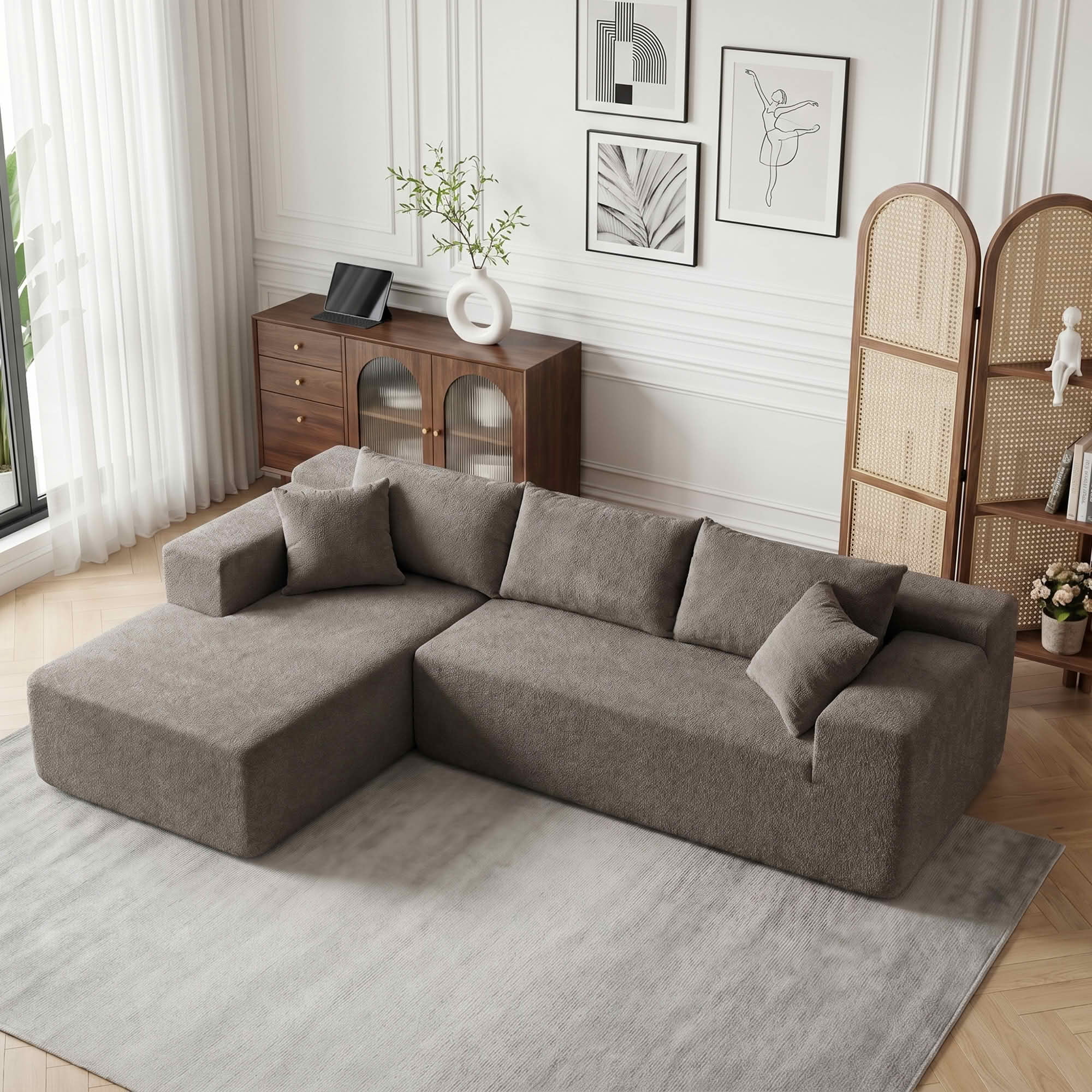 MAYEERTY 104" Cloud Sectional Couch with L-Shape Chaise, Modern Modular Sofa with Deep Seat, Upholstered Couches with Back Cushion for Living Room Bedroom, No Assembly Required