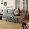thumbnail image 1 of MAYEERTY 66.9" Sofa Ottoman Gray Plush Corduroy No Assembly, 1 of 4