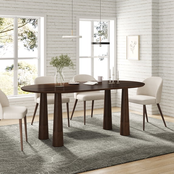 MAYEERTY 67x33.5x30 Modern Oval Dining Table, Contemporary Home Wood Kitchen Table, Walnut