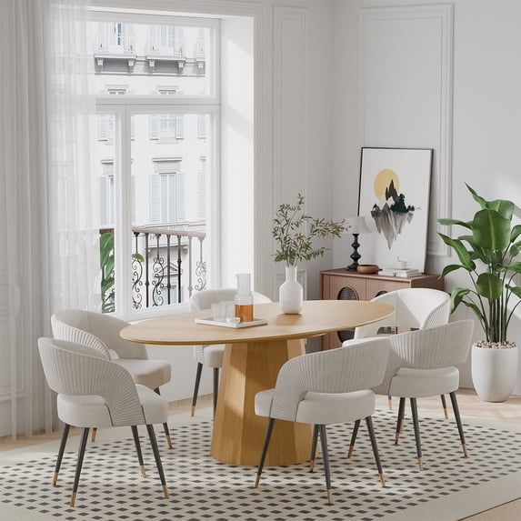 MAYEERTY 67x33.5x30 Modern Oval Dining Table for 6, Mid-Century Kitchen Table for Dining Room Kitchen, Natural Wood