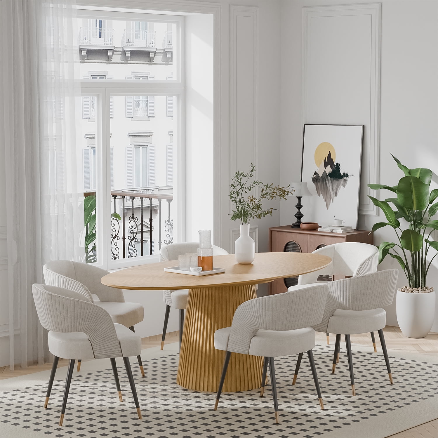 MAYEERTY 67x33.5x30 Modern Oval Dining Table for 6, Mid-Century Kitchen Table for Dining Room ...