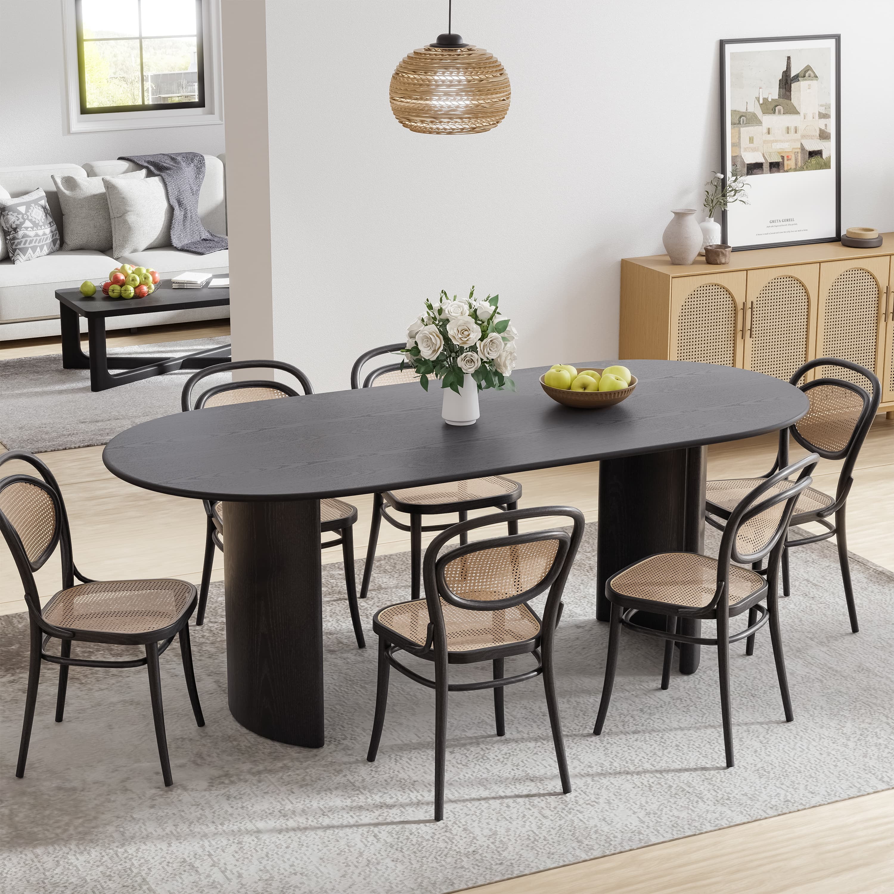 MAYEERTY 67x33.5x30in Modern Oval Dining Table for Contemporary Kitchens and Open - Plan Living ...
