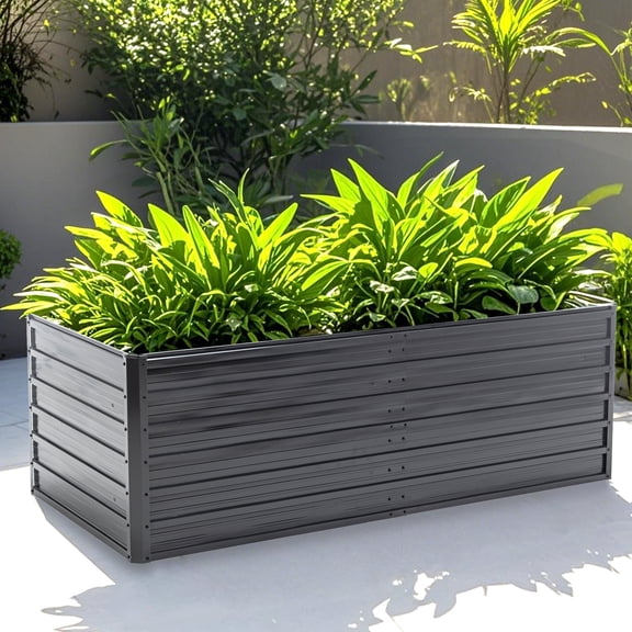 MAYEERTY 6x3x2FT Galvanized Raised Garden Bed, Reinforced Rustproof Metal Planter Box for Outdoor Vegetable Flower Herb