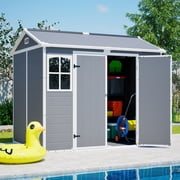 MAYEERTY 6x4FT Compact Outdoor Metal Storage Shed, Galvanized Steel Tool Shed with Lockable Door & Ventilation, All-Weather Organizer for Backyard, Garden & Patio
