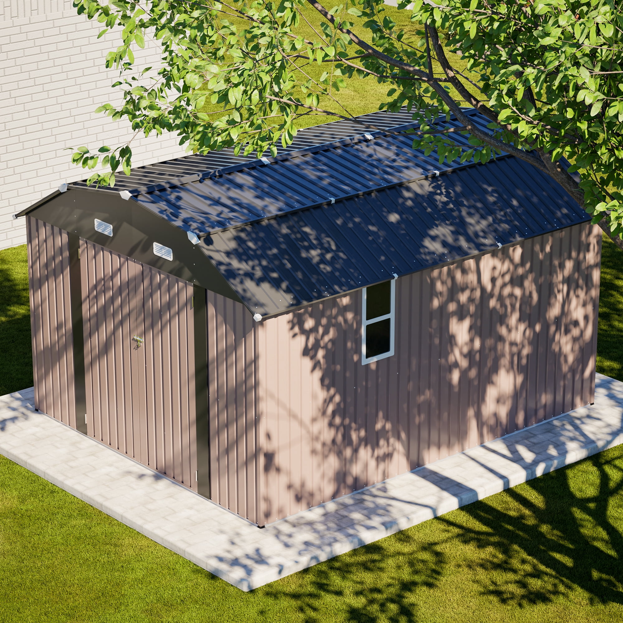 MAYEERTY 6x4FT Compact Outdoor Metal Storage Shed, Galvanized Steel Tool Shed with Lockable Door & Ventilation, All-Weather Organizer for Backyard, Garden & Patio