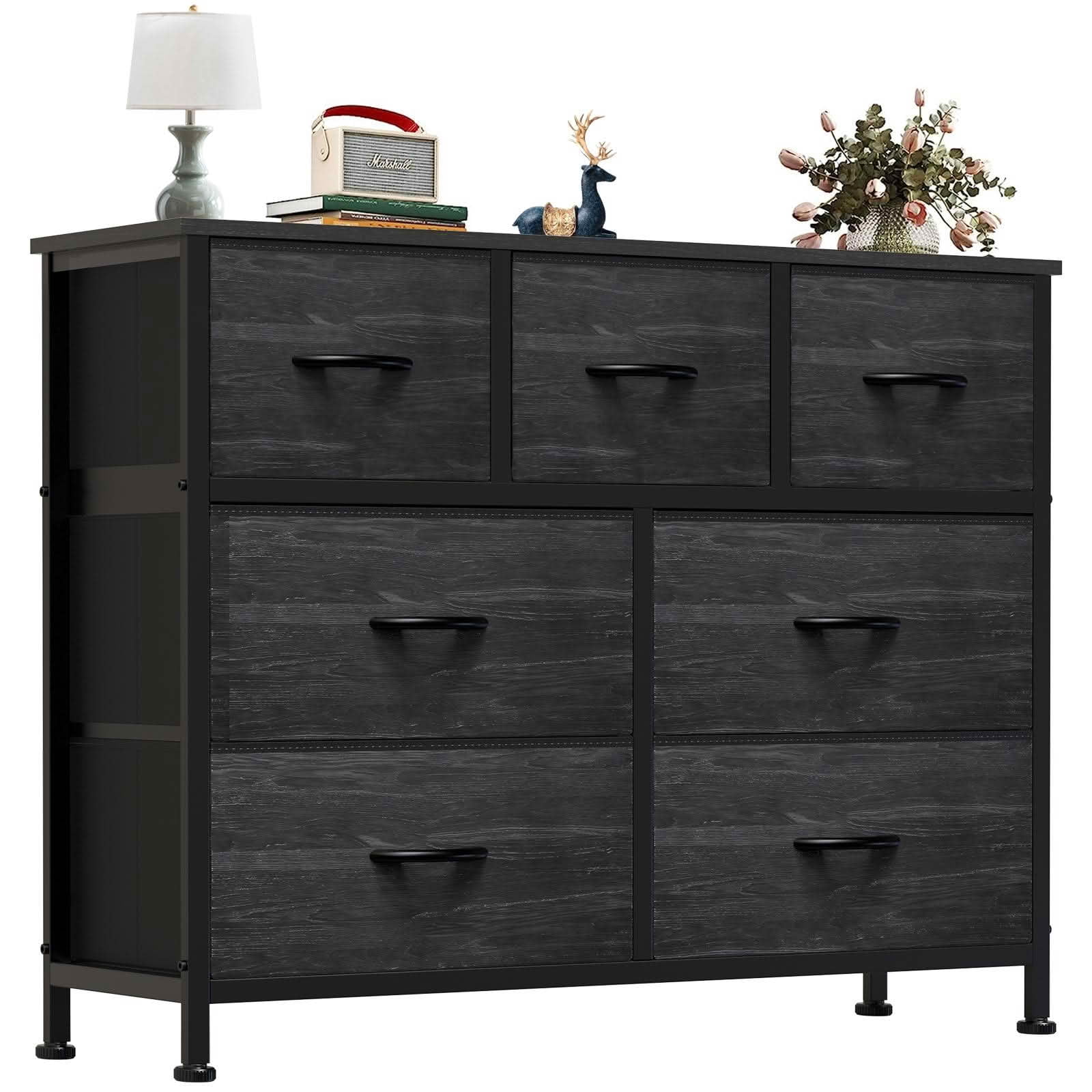 MAYEERTY 7 Drawer Tall Dresser Fabric Storage Tower Wooden Top for Kid Room Closet Entryway Nursery