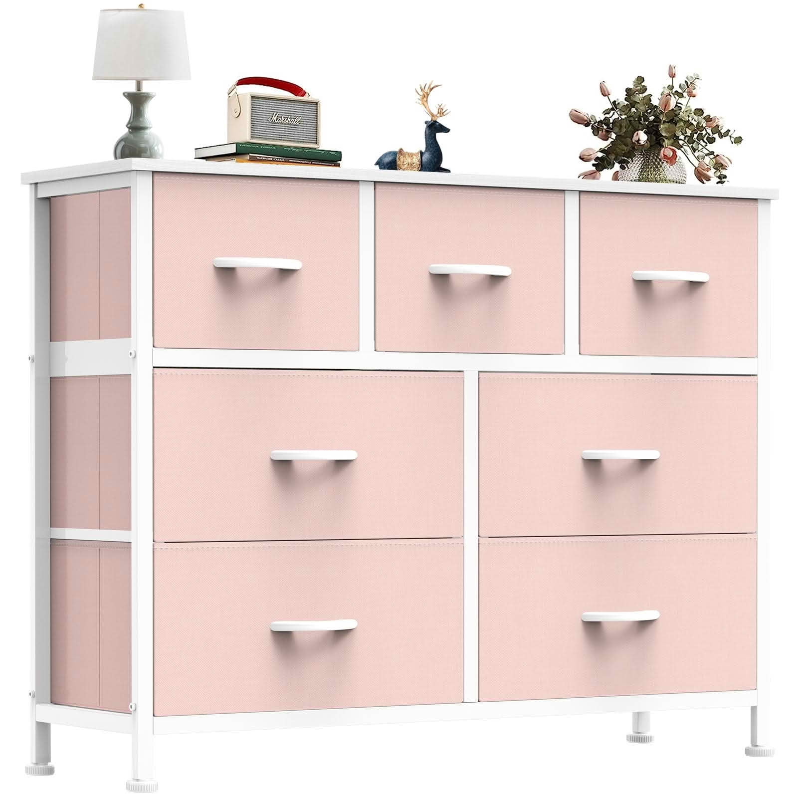 MAYEERTY 7 Drawer Tall Dresser Fabric Storage Tower Wooden Top for Kid Room Closet Entryway Nursery