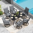 thumbnail image 1 of MAYEERTY 7-Piece Patio Dining Set:1 Black Rectangular Table with 1.57" Umbrella Hole & 6 Gray Paded Swivel Textilene Chairs, 1 of 9