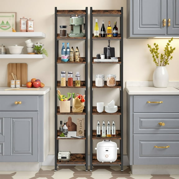 MAYEERTY 7-Tier Corner Shelf, 78.7" Narrow Bookshelf Corner Bookcase