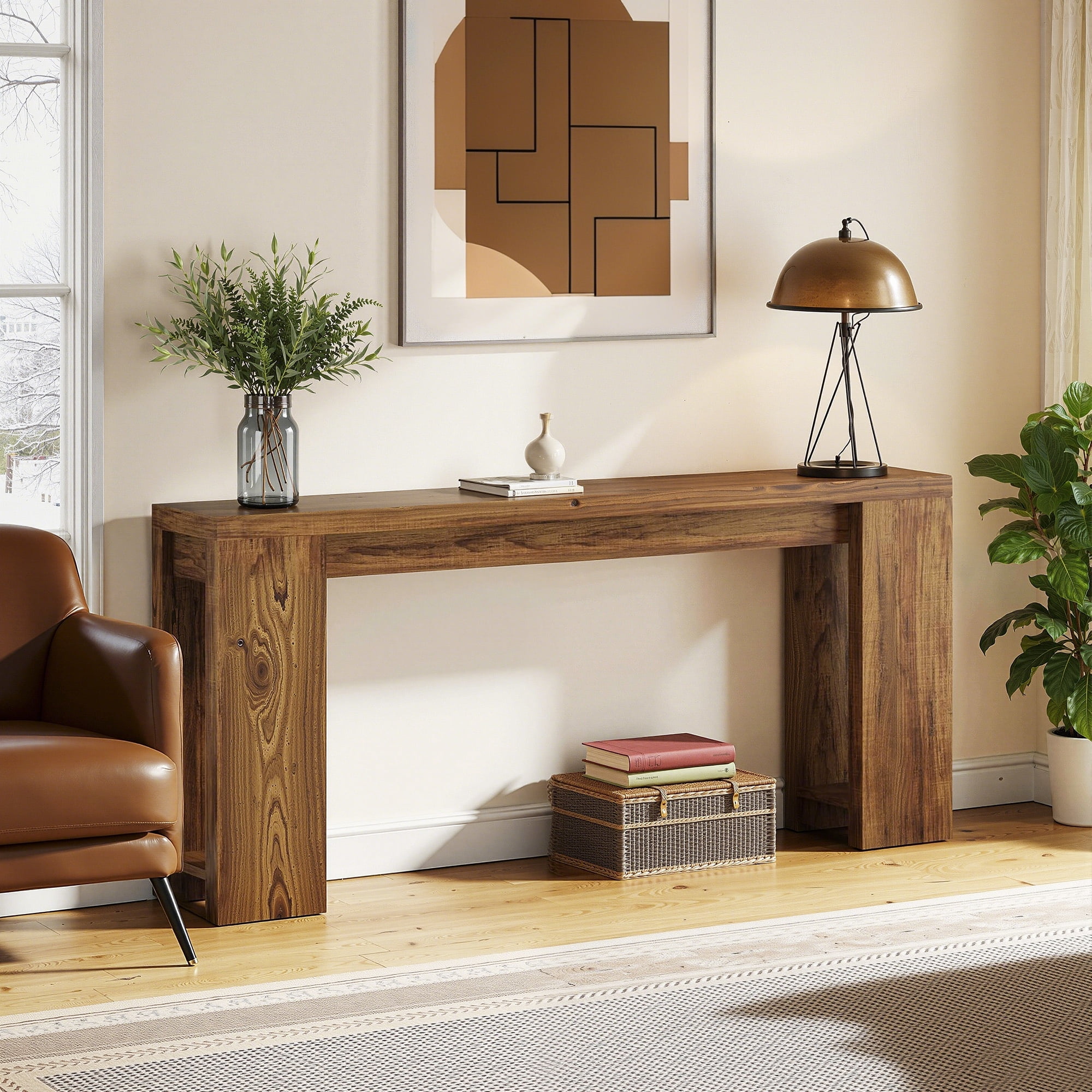 MAYEERTY Heavy-Duty Solid Wood Table with Ample Storage, Functional Stylish Design