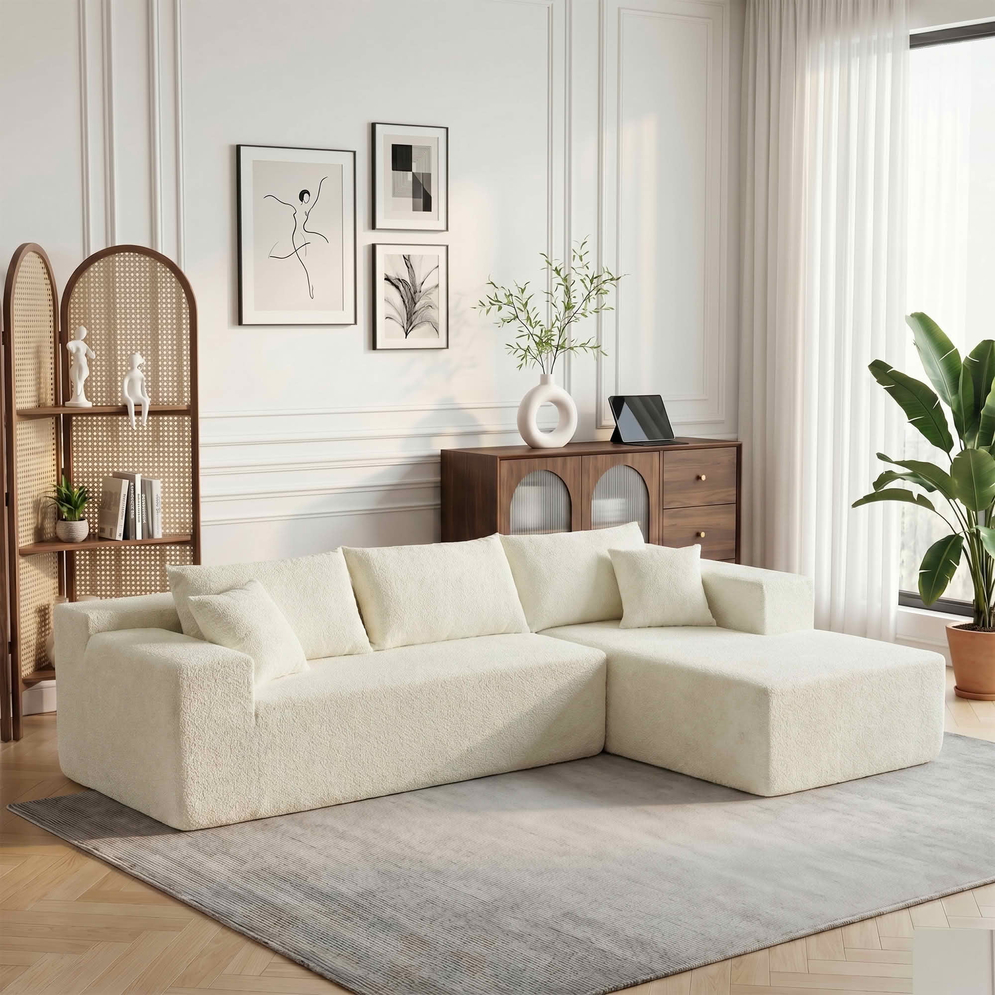 MAYEERTY 104" Cloud Sectional Couch with L-Shape Chaise, Modern Modular Sofa with Deep Seat, Upholstered Couches with Back Cushion for Living Room Bedroom, No Assembly Required