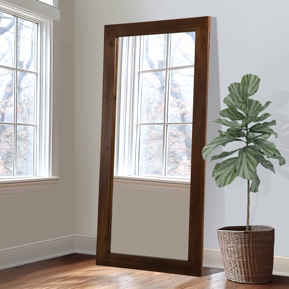 MAYEERTY 71"x 31" Solid Wood Rectangular Hanging Mirror without Bracket,Walnut