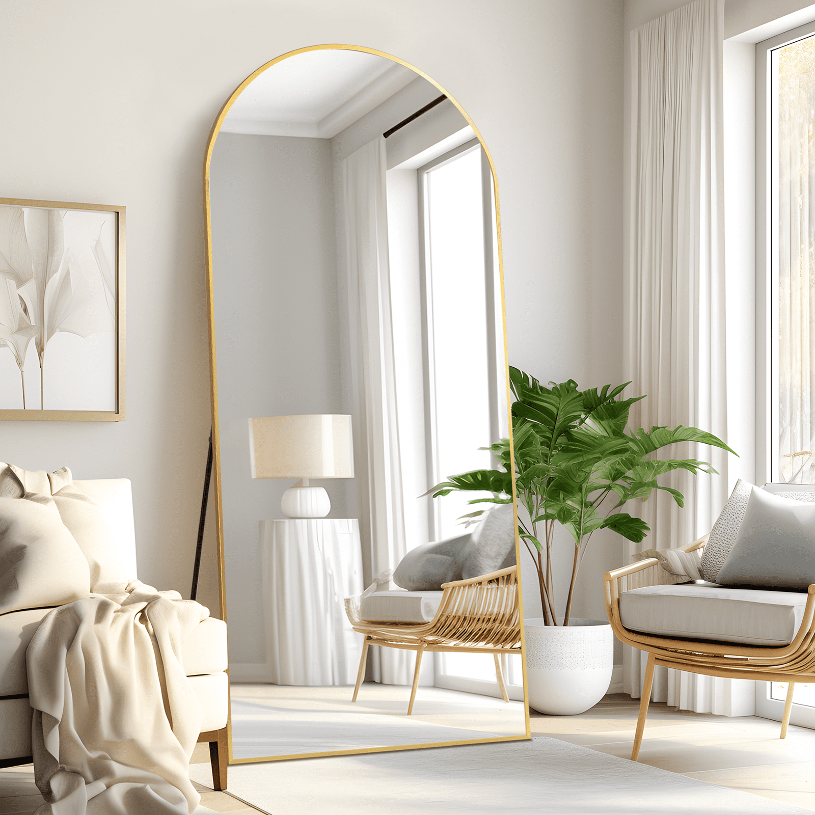 Neutype 71x32 Gold Arched Floor Mirror - Full Length - Walmart.com