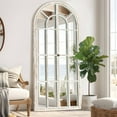 thumbnail image 1 of MAYEERTY 71"x31"x1" Solid Wood Full-length Mirror Right Angled Arched Mirror Weathered without Bracket , White, 1 of 8