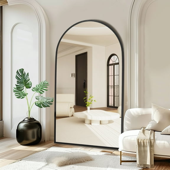 MAYEERTY 71"x32" Modern Aluminum Alloy Arch Full Length Floor Mirror Full Oversize Mirror,Black