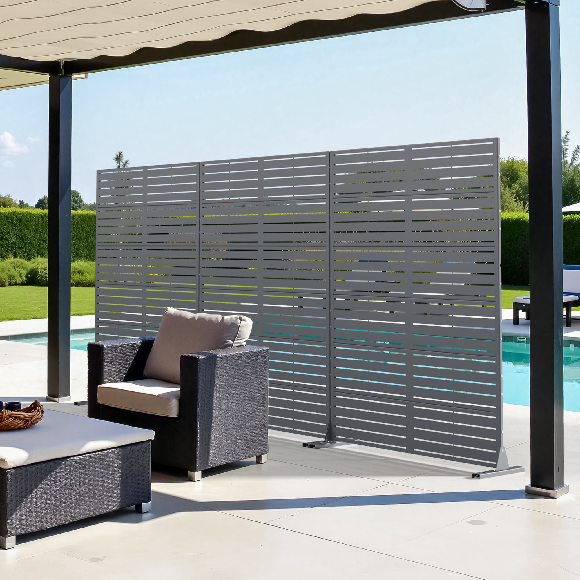 MAYEERTY 72×47 6 Panels Classic Blinds Cambrian Rock Gray Galvanized Steel Screen