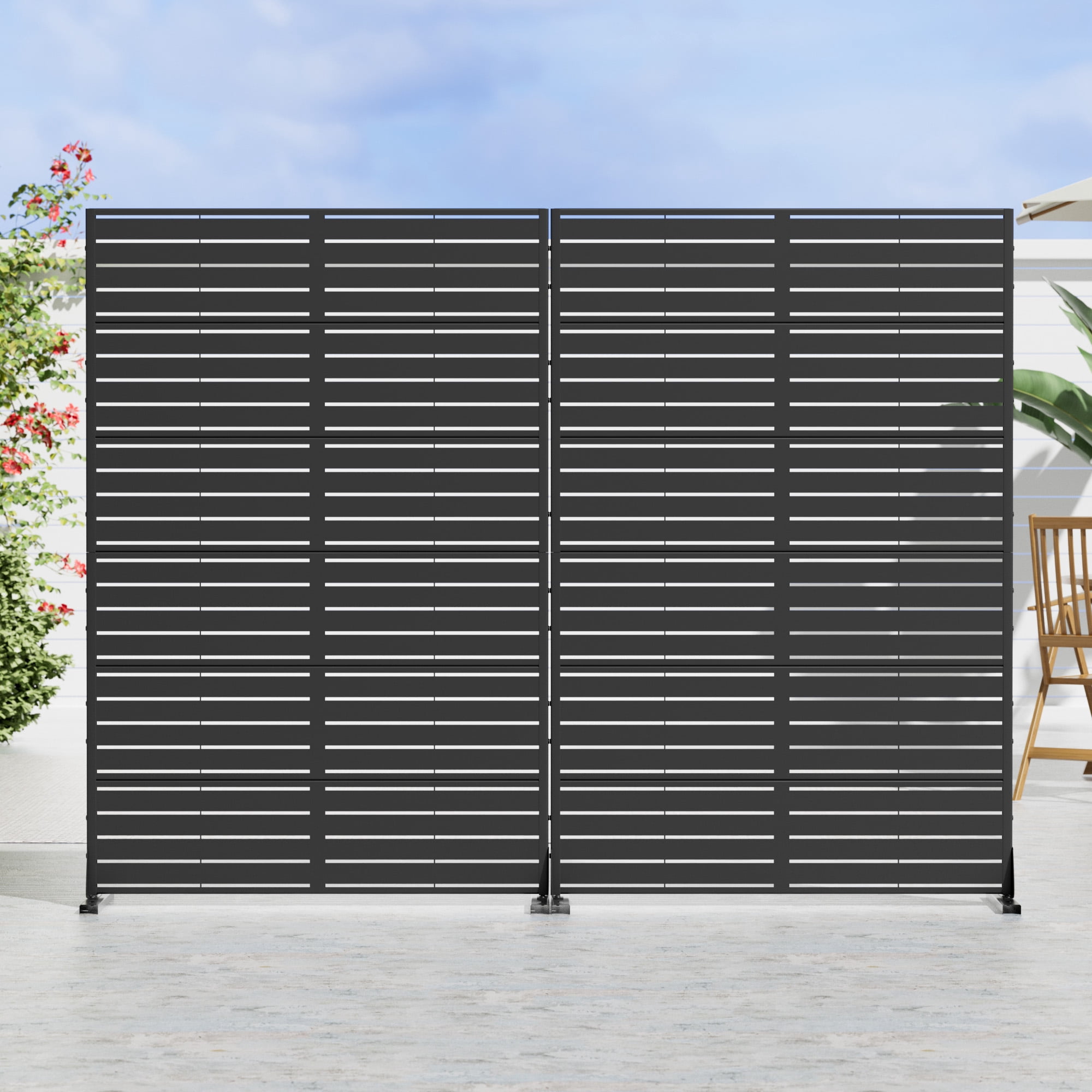 MAYEERTY 72×47 6 Panels Double-Sided Classic Blinds Black Galvanized Steel Screen
